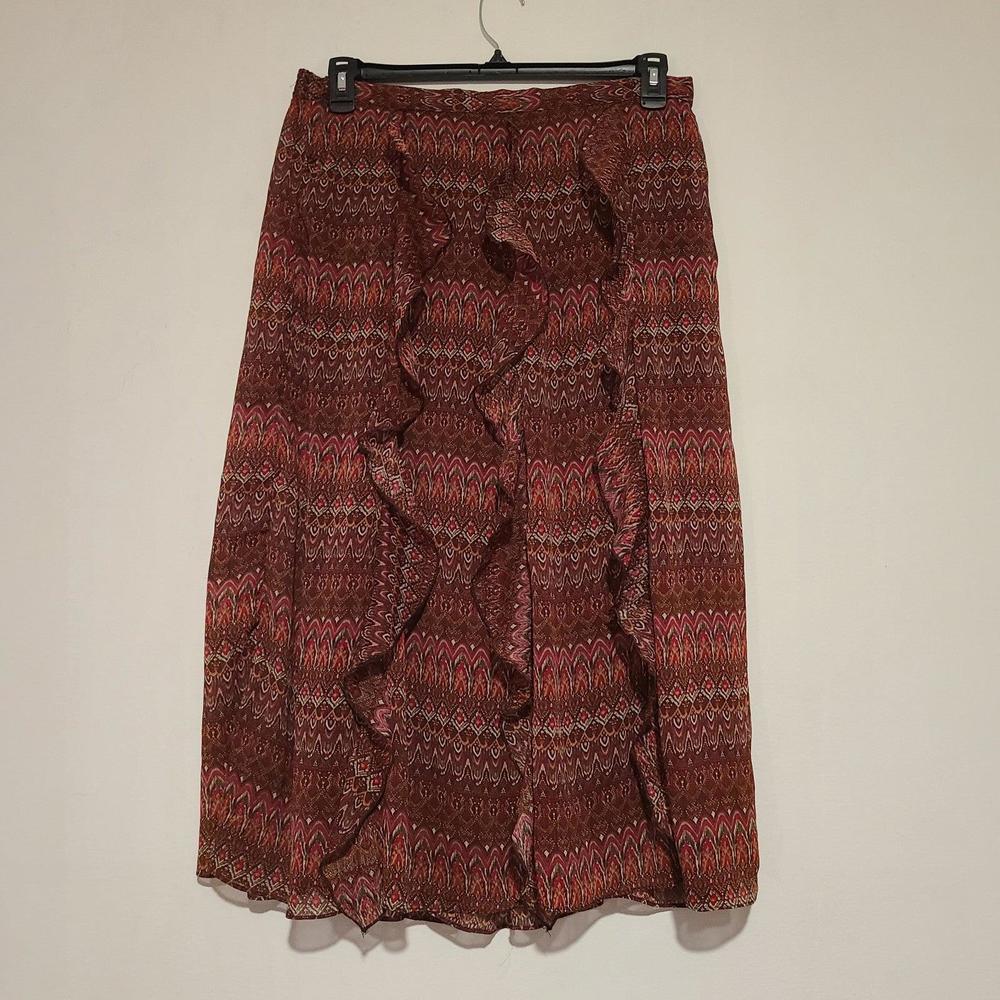 Women's Krazy Kat Cascading Ruffle Front Midi Skirt Size XL